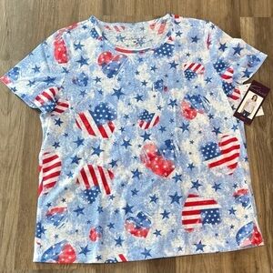 Gloria Vanderbilt U.S. Flag Heart Short Sleeved Top